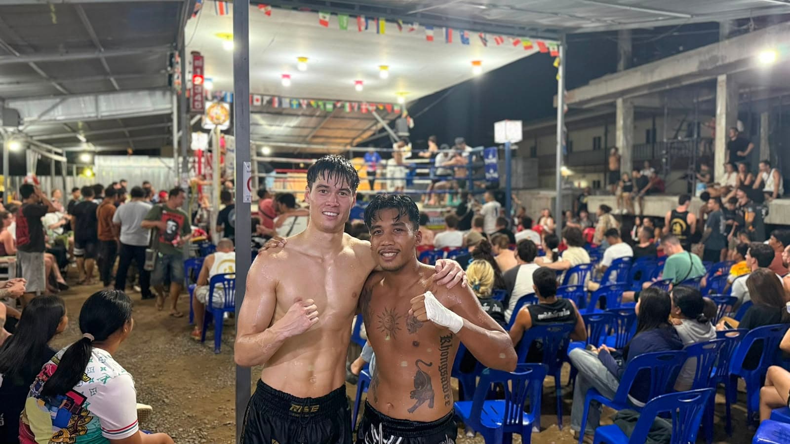 Ciaran with his opponent Dara Eak
