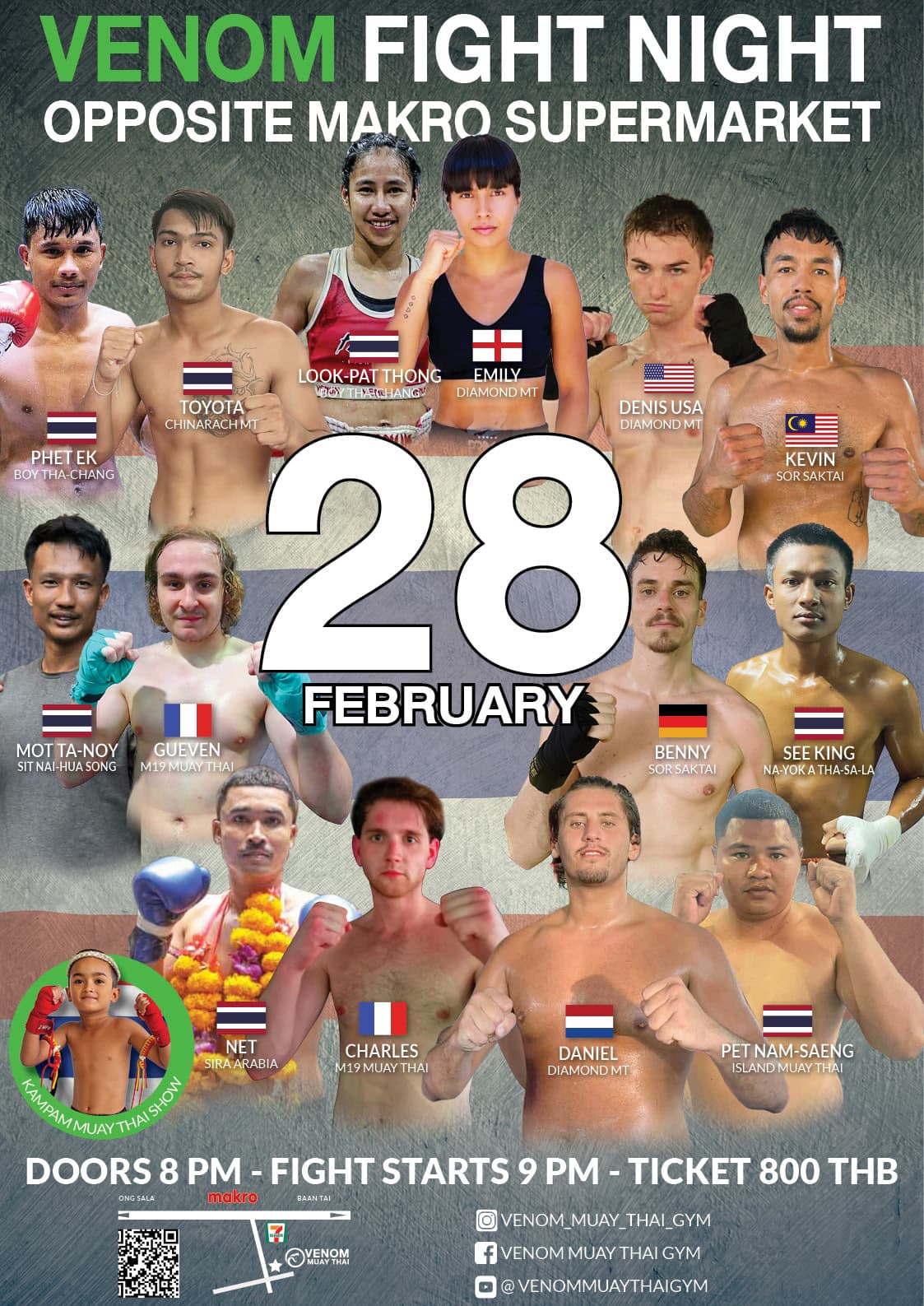Muay Thai Fight Night at Venom Muay Thai Gym, Koh Phangan on 28 February 2026 — buy tickets online